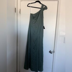 Lulu's Chic Sage Green One-Shoulder Dress